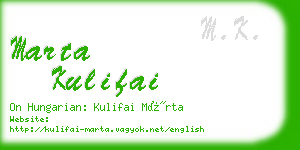 marta kulifai business card